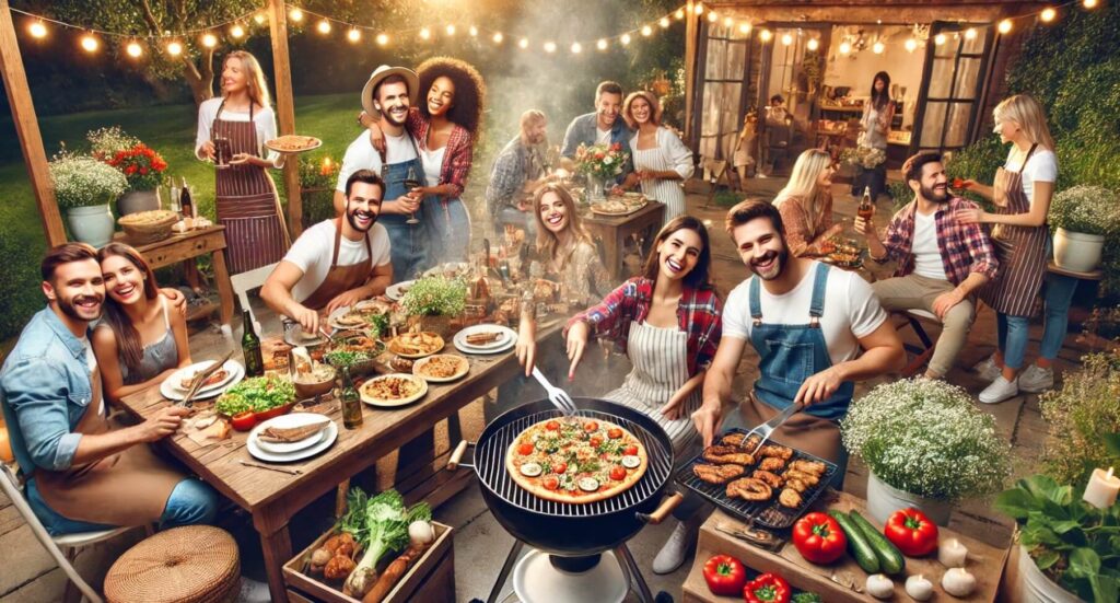 grillhygge ved et plankebord