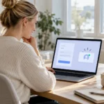 Marketingchef ser en ny henvendelse fra kontaktformularen på sin laptop